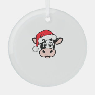 Christmas Cows Santa Cute Xmas Heifer Girls Kids W Glass Tree Decoration