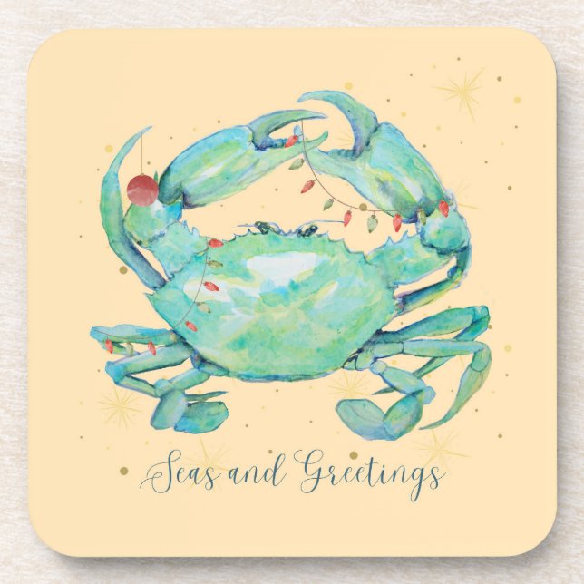 Christmas Crab Beach Coaster (Front)