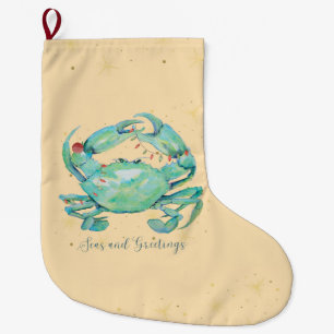 Christmas Crab Beach Large Christmas Stocking