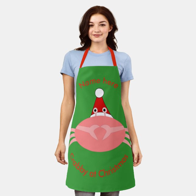 Christmas Crab Custom Apron (Worn)