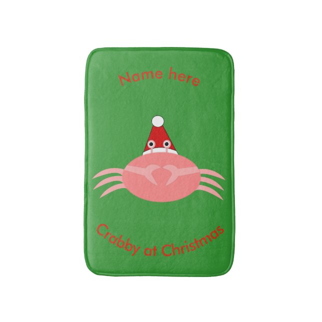 Christmas Crab Custom Bath Mat (Front Vertical)