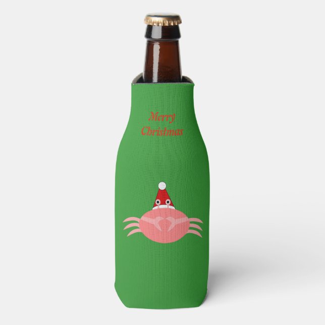 Christmas Crab Custom Bottle Cooler (Bottle Front)