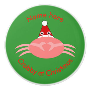 Christmas Crab Custom Ceramic Knob