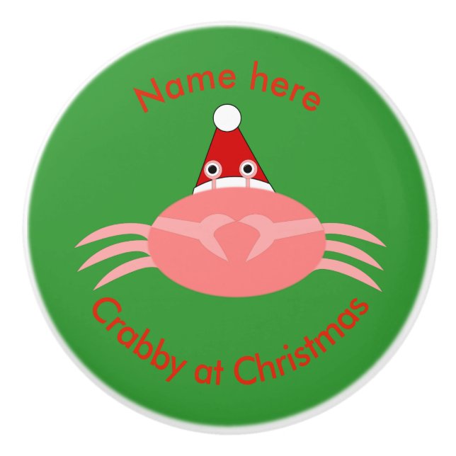 Christmas Crab Custom Ceramic Knob (Front)