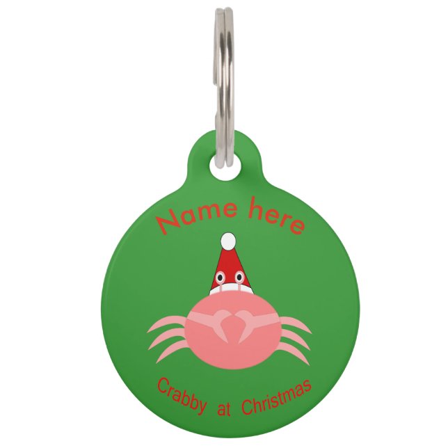 Christmas Crab Custom Dog Tag (Front)
