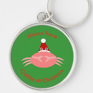 Christmas Crab Custom Keychain