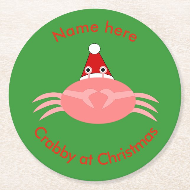 Christmas Crab Custom Paper Coasters (Front)
