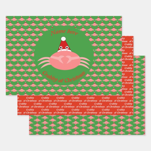 Christmas Crab Custom Wrapping Paper Sheet (Set)
