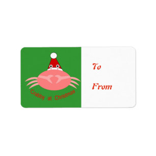 Christmas Crab Present Tag Label