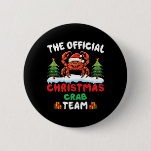 Christmas Crab Team - Crab Wearing Santa Hat Xmas  6 Cm Round Badge