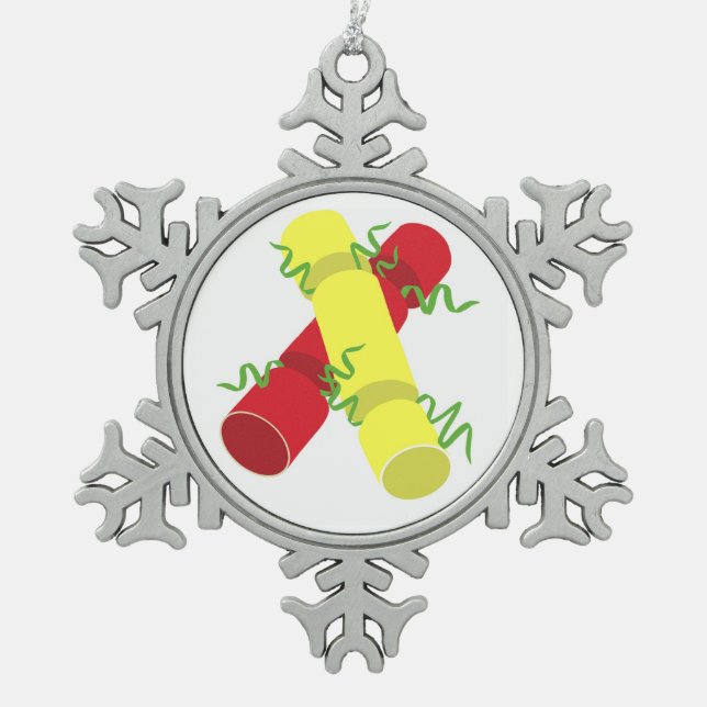 Christmas Crackers Snowflake Pewter Christmas Ornament (Front)