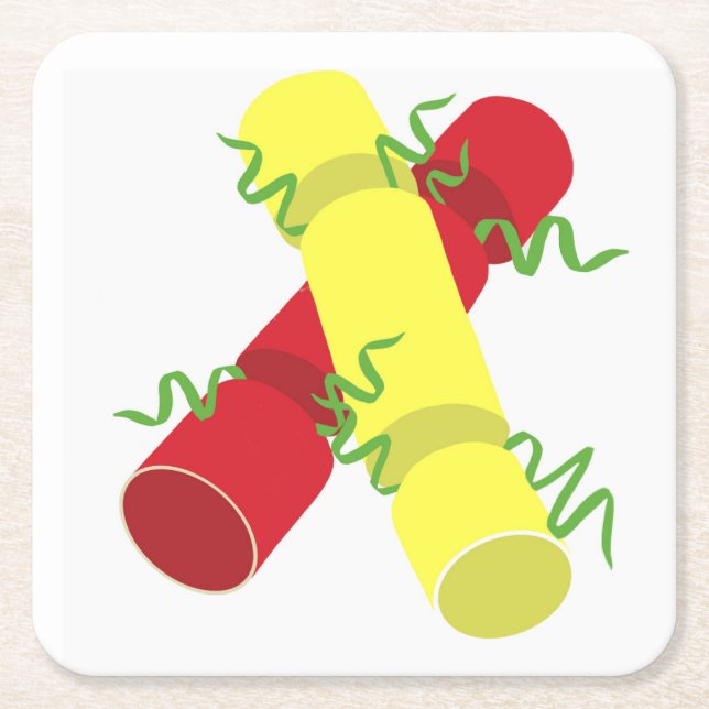 Christmas Crackers Square Paper Coaster (Front)