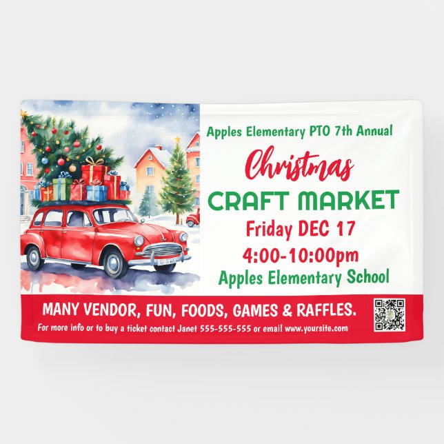 Christmas Craft Market PTO PTA Church Banner (Horizontal)