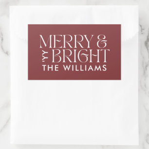 Christmas cranberry burgundy modern elegant simple rectangular sticker