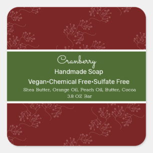 Christmas Cranberry Handmade Soap Branding Square Sticker