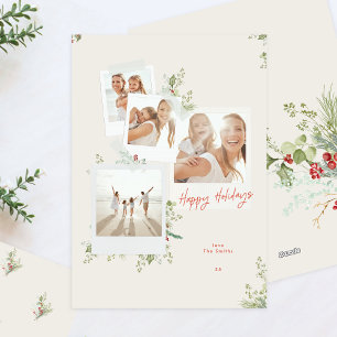 Christmas Cream Craft 4 Photo Album Botanical  Holiday Card