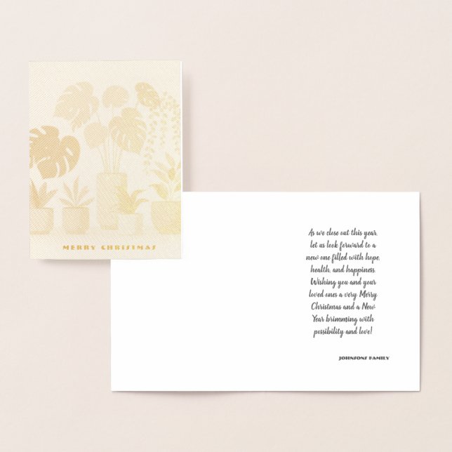 Christmas Cream Green Potted Plants Foil Card (Display)