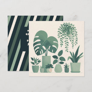 Christmas Cream Green Potted Plants Holiday Card