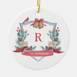 Christmas Crest - Monogram - Newlywed Ornament