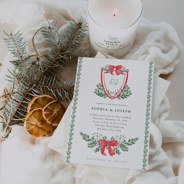 Christmas Crest | Whimsical Holiday Wedding Invitation (Creator Uploaded)