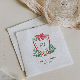 Christmas Crest Whimsical Holiday Wedding Napkin