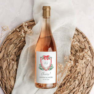 Christmas Crest   Whimsical Holiday Wedding Wine Label