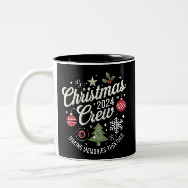 Christmas Crew 2024Family Matching Christmas Party Two-Tone Coffee Mug (Left)