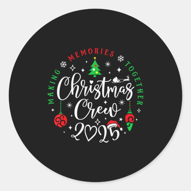 Christmas Crew 2025 Family Matching Pajama  Classic Round Sticker (Front)