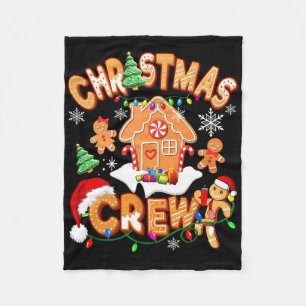 Christmas Crew Cookie House Gingerbread Family Xma Fleece Blanket