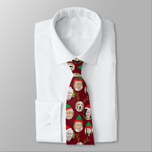 Christmas Crew Custom Six Photo Funny Holiday Gift Tie