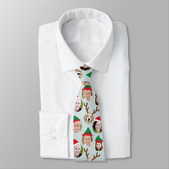 Christmas Crew Custom Six Photo Funny Holiday Gift Tie (Tied)