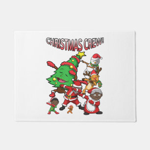 Christmas Crew Dabbing Santa African American Doormat