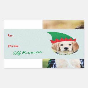 Christmas Crew Elf Hat Photo Holiday Gift Label