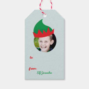 Christmas Crew Elf Hat Photo Holiday Gift Label