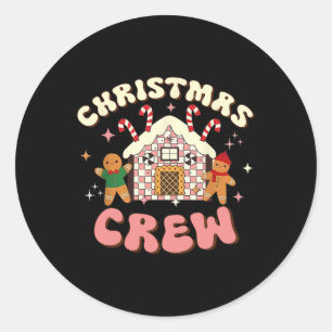 Christmas Crew Gingerbread In Candy House Cute Xma Classic Round Sticker