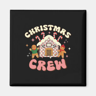 Christmas Crew Gingerbread In Candy House Cute Xma Magnet