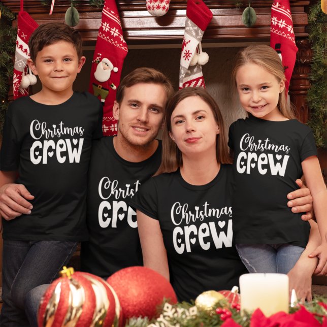 Christmas Crew Heart Motif Typography T-Shirt (Creator Uploaded)