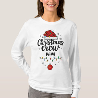 Christmas Crew Papa Santa Hat Matching Christmas T-Shirt