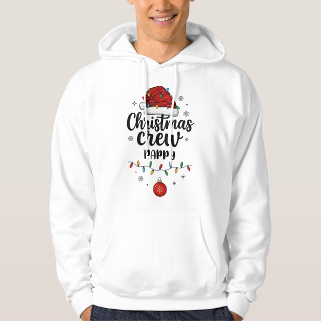 Christmas Crew Pappy Santa Hat Matching Christmas Hoodie (Front)