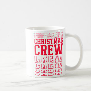 Christmas Crew Red Layered Text Family Santa Xmas Coffee Mug