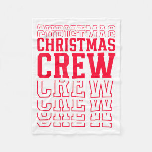 Christmas Crew Red Layered Text Family Santa Xmas Fleece Blanket
