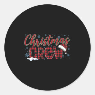 Christmas Crew Red Plaid Matching Family Group Squ Classic Round Sticker