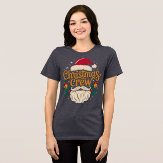 Christmas Crew Santa Face Family Matching Group Tri-Blend Shirt