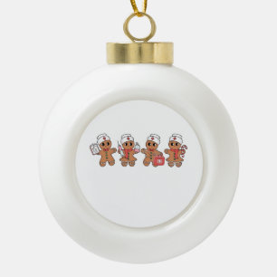 Christmas Crew Santa Gingerbread Nursing Squad Ceramic Ball Christmas Ornament