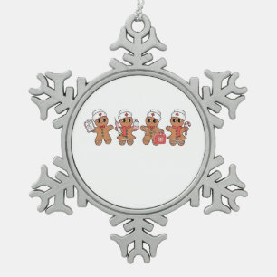 Christmas Crew Santa Gingerbread Nursing Squad Snowflake Pewter Christmas Ornament