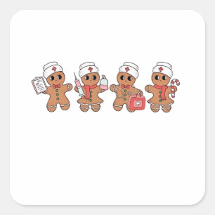  Christmas Crew Santa Gingerbread Nursing Squad  Square Sticker