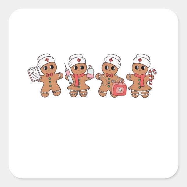  Christmas Crew Santa Gingerbread Nursing Squad  Square Sticker (Front)