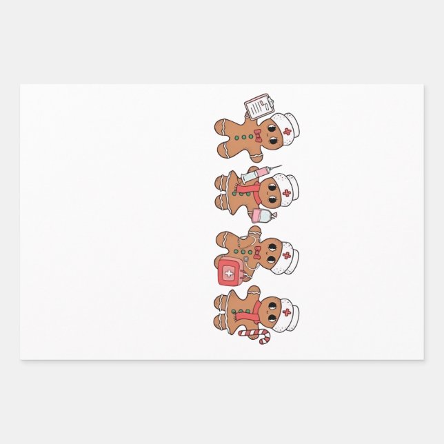  Christmas Crew Santa Gingerbread Nursing Squad  Wrapping Paper Sheet (Front)