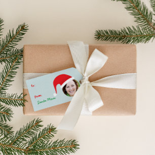 Christmas Crew Santa Hat Photo Holiday Gift Label