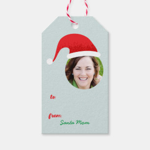 Christmas Crew Santa Hat Photo Holiday Gift Label